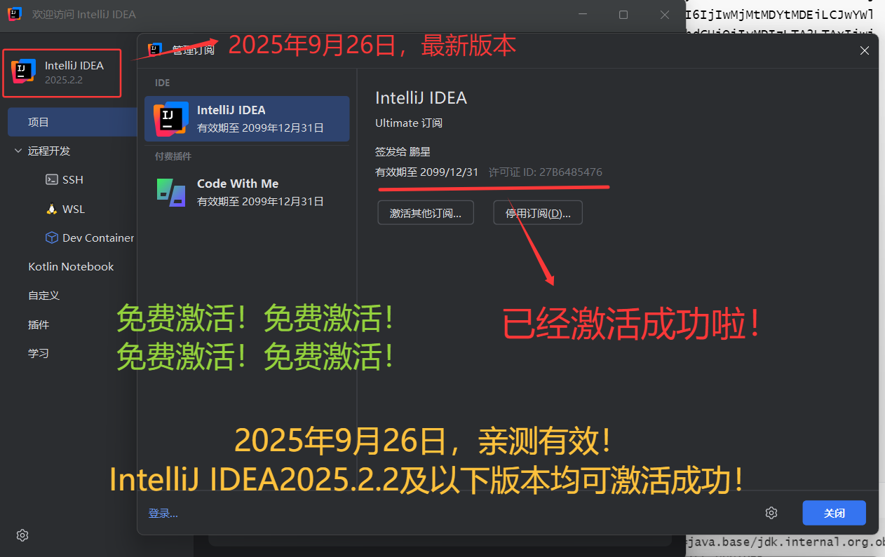 IDEA 2025.2.2 最新破解版安装教程（附激活码，至2099年）-鹏星