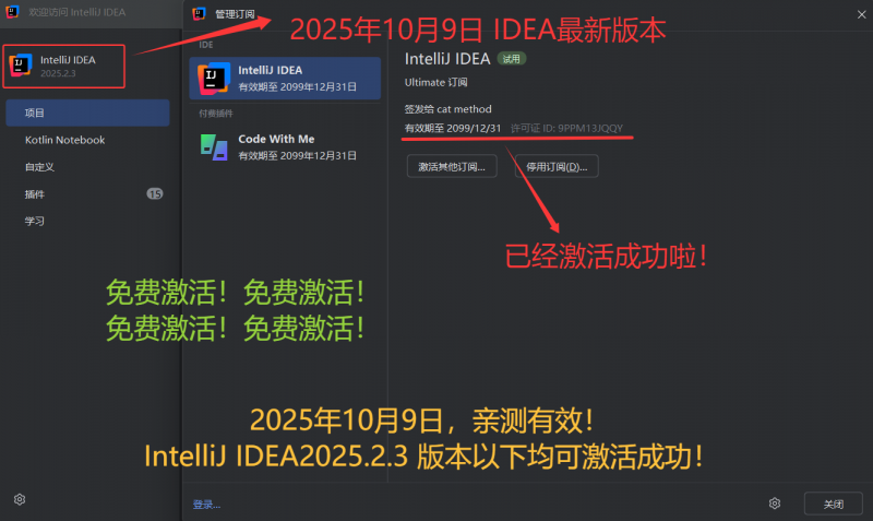 IDEA 2025.2.3 最新破解版安装教程(附激活码,至2099年)-鹏星